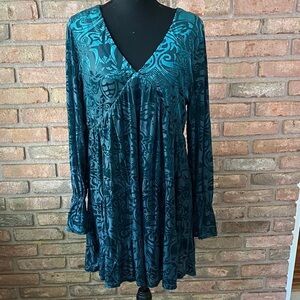 Very J Teal Long Sleeve Dress